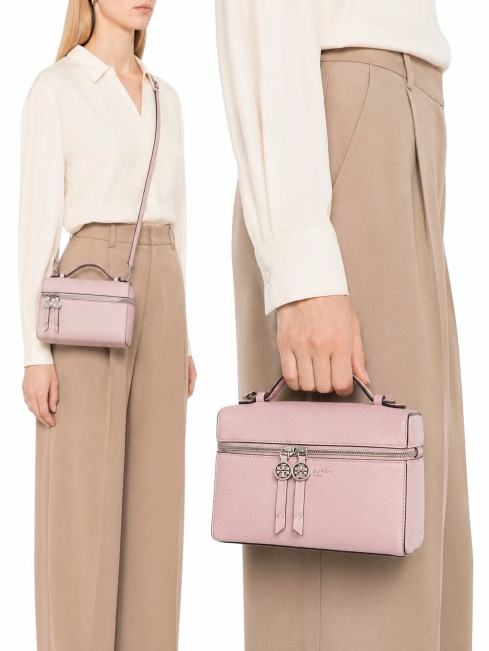 Tory Burch Slim Romy Top Handle Bag Leather Crossbody Bag Rose Pink